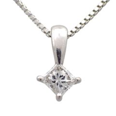 Vendome Aoyama ヴァンドーム青山 0.20ct ダイヤ ダイヤモンド ネックレス ペンダント Pt950 Pt850 プリンセスカット スクエア プラチナ ジュエリー 1PD ベネチアンチェーン 5450