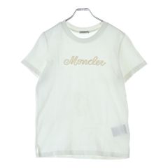 MONCLER (モンクレール) MAGLIA MANICA CORTA ロープ風ロゴ 半袖Tシャツ カットソー ホワイト レディース L10938C00051 89AUG
