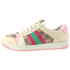 GUCCI (グッチ) GGクリスタル ローカットスニーカー ベージュ×ピンク スエード 677423 9SFR0 2587