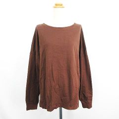 ガリャルダガランテ GALLARDAGALANTE Tシャツ カットソー 長袖 ドロップショルダー ボートネック オーバーサイズ ロンT ロゴ プレート コットン F ブラウン ※EKM