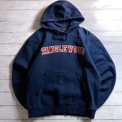 【カレッジロゴ】TANGLEWOOD HOODIE タングルウッド ネイビー 紺 レッド ホワイト カレッジロゴ プリント プルオーバーパーカー 古着 #26355
