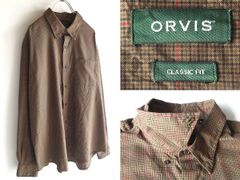 ORVIS オービス CLASSIC FIT コットン チェックシャツ BDシャツ XL ブラウンベージュ レッド ブラック 大きいサイズ USA古着