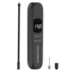 ROCKBROS 自転車 空気入れ 電動 くうきいれ ロードバイク 電動空気入れ 2600mAh 充電式 Type-C 米式 仏式 英式 バルブ対応 | 軽量 小型 使いやすい コンパクト 持ち運び用 クロスバイク バイク 車 ボールas