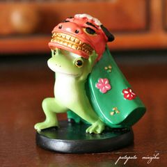 コポー  Copeau  オブジェ 置物    獅子舞踊りのカエル  ミニチュア ダイカイ  ディスプレイ カエル　獅子舞   縁起物   小物 雑貨　パタパタ民族