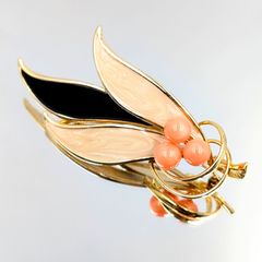 ■珊瑚 サンゴ コーラル フラワーデザイン ブローチ 玉珊瑚 ピンクサンゴ ヴィンテージアクセサリー
