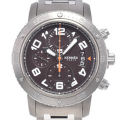 値下 エルメス HERMES CP2.941 クリッパー ダイバー クロノグラフ デイト グレー 自動巻き メンズ 良品 保証書付き 腕時計 M#148407