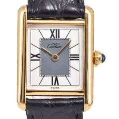 値下 カルティエ CARTIER 5057001 マストタンク ヴェルメイユ SV925(GP)/レザー クォーツ レディース 美品 内箱付き 腕時計 M#148455