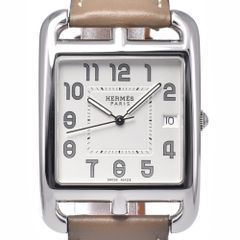 値下 エルメス HERMES CC1.810 ケープコッド デイト シルバー クォーツ メンズ 美品 腕時計 M#148492