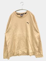 PUMA プーマ スウェット L ベージュ コットン バックプリント ワンポイント ブランドロゴ 前面プリント 長袖 メンズ