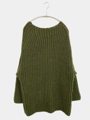 MOUSSY マウジー ニット/セーター 160/80 カーキ ウール・ニット ニット 無地 ミドル丈 長袖 ボートネック レディース