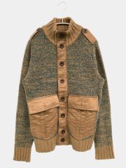 ZARA ザラ ブルゾン M ブラウン ウール・ニット ナイロン 無地 ショート丈 フードなし ボタン留め メンズ