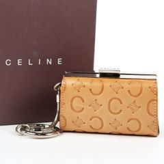 【超美品】CELINE セリーヌ Cマカダム ヌメ革 コインケース 小銭入れ ブランド財布 小物 ブラウン系 イタリア製【VM64】