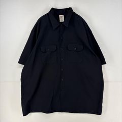 古着 ディッキーズ Dickies 半袖シャツ ワーク 胸ポケット 大きいサイズ 作業着 3XL  ブラック 無地 メンズ