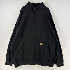 古着 カーハート Carhartt スウェット ハーフジップ ロゴ プルオーバー ワンポイント 大きいサイズ トレーナー 3XL  ブラック メンズ