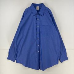 古着 ブルックスブラザーズ Brooks Brothers 長袖シャツ 胸ポケット 大きいサイズ XL  ブルー 無地 メンズ