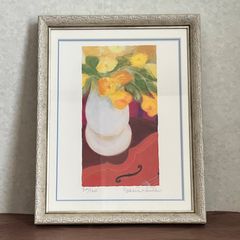 新品額入り ジニー・キム『緑の花瓶のチューリップ』165枚限定ジクレー