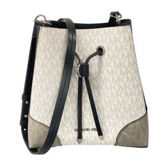 MICHAEL KORS(マイケルコース) ショルダーバッグ 白×黒×グレー 巾着型 レザー