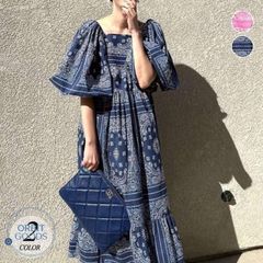 リゾート風 ワンピース レディース ロングワンピース 春 夏 ドレス 半袖ワンピース レトロ 柄 おしゃれ きれいめ 可愛い