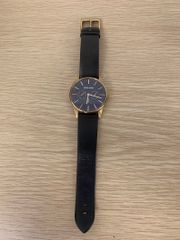 ！【不動品】POLICE ポリス 腕時計 14701J デイデイト スモールセコンド ネイビー文字盤 ローズゴールド 革ベルト 本体のみ【時計1】【1】