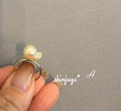 国産あこや真珠♡本物パールリング♡金魚パール♡本真珠♡フリーリング♡本真珠♡結婚式♡誕生日♡A