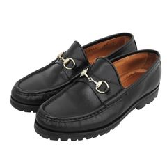 【ドンドン見直し】美品▲GUCCI グッチ ホースビット ラグソール レザー ローファー ブラック ゴールド金具 37 イタリア製 レディース