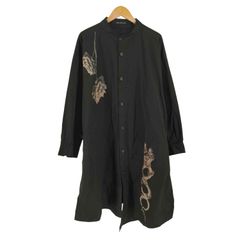 ノーアイディーブラック NO ID.BLACK BIG ノーカラー ロングプリント 長袖 シャツ メンズ ONE SIZE 