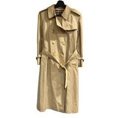 バーバリー BURBERRY 60s-70s ヴィンテージ トレンチコート ロング ベルト付き 裏地ノヴァチェック ベージュ ■BM
