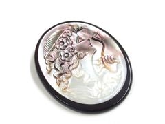 黒蝶貝 カメオ ブローチ ペンダントトップ 2WAY 16.2g