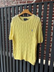 Polo ポロ ラルフローレン 半袖 ケーブル ニット イエロー