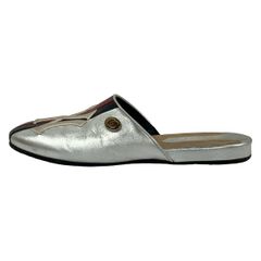GUCCI(グッチ) サンダル 37 レディース 536794 シルバー×ネイビー×レッド NYヤンキースコラボ レザー