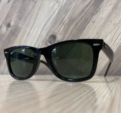 【彦】RayBan WAYFARER RB 2140-F 901 グリーン 52□22 キズ小 レイバン ウェイファーラー 緑 度なし 箱なし 小きずあり サングラス ブランド メンズ【5705SY】J12