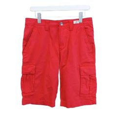 トミーヒルフィガー TOMMY HILFIGER ショートパンツ 30 赤 レッド カーゴポケット /RN ■ECD009