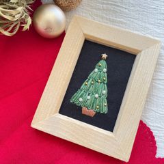シンプル　クリスマスツリー　刺繍フレーム　インテリア　クリスマス　冬　手刺繍