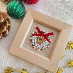 クリスマスベル　コットンリース　刺繍フレーム　冬　インテリア　手刺繍