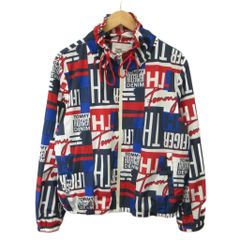 トミーヒルフィガー TOMMY HILFIGER ナイロンジャケット ジップアップ 総柄 XL 紺 ネイビー 赤 レッド 白 ホワイト 長袖 011528428986 /NP ■ECD009