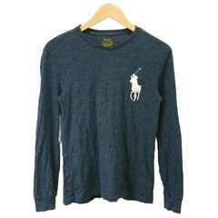 ポロ ラルフローレン POLO RALPH LAUREN トレーナー XS 青 ブルー クルーネック 長袖 ロゴ刺繍 /RN ■ECD009