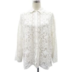 シンプリシテェ SIMPLICITE シャツ ブラウス F 白 レース 長袖 シースルー /SY12 ■GY99