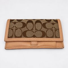 COACH コーチ シグネチャー 通帳ケース マルチケース ベージュ レザー