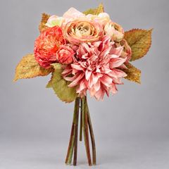 造花　ブーケ　花束　モーブ・アイボリー・ピンク　ナチュラルインテリア　全長35cm　秋色ミックスブーケ　アーティフィシャルフラワー