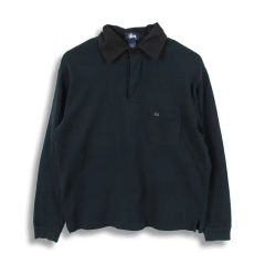 STUSSY (MEN - S) コットン 90's Sロゴ ウォッシュド カラーネック 長袖 Tシャツ