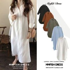 ロングワンピース シャツワンピース レディース ロングシャツ マキシ丈 ゆったり 薄手 ライトアウター カジュアル 体型カバー 着痩せ フレア Vネック ウエストリボン 冷房対策 長袖 大きいサイズ 通勤 パーティ