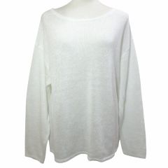 スピック&スパン Spick&Span 24SS リネンコットンルーズプルオーバー ニット サマーセーター 長袖 ドロップショルダー 白 ホワイト 24080200532020 /X
