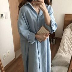 シャツワンピース ロングワンピース レディース ロングシャツ マキシ丈 ゆったり 薄手 ライトアウター カジュアル 体型カバー 着痩せ フレア Vネック ウエストリボン 冷房対策 長袖 大きいサイズ 通勤 パーティ