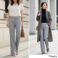 Theory セオリー【0】スラックス グレー ビジネス 朝の服選びが楽に 美脚