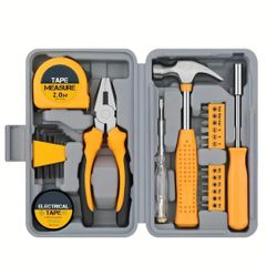工具セット 家庭用 コンパクト 車 初心者向け DIY ツールキット セット イエロー 工具箱付き 24種