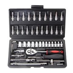 ソケットレンチセット 工具セット ラチェットレンチ 46点 DIY スパナ ドライバー ソケットレンチ トルクス ヘックス