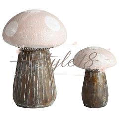 きのこの家の装飾置物室内装飾ピンク15x10cm装飾2個