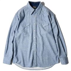 PENDLETON 長袖 ウール ウエスタン シャツ L / ペンドルトン ブルー 青 無地 ウエスタンシャツ 長袖シャツ
