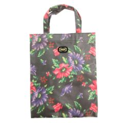 フェイラー FEILER ミニトートバッグ ハンドバッグ ロゴワッペン 花柄 黒 ブラック /NL ■GY09