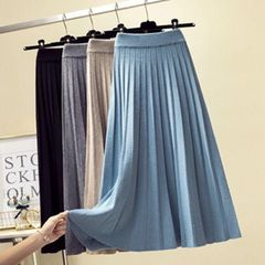 ニットスカート ロング 秋冬 無地 スカート 黒 Aライン スカート コーデ 40代 30代 ニットスカート ハイウェスト ボトムス 着痩せ 通勤 オシャレ5色